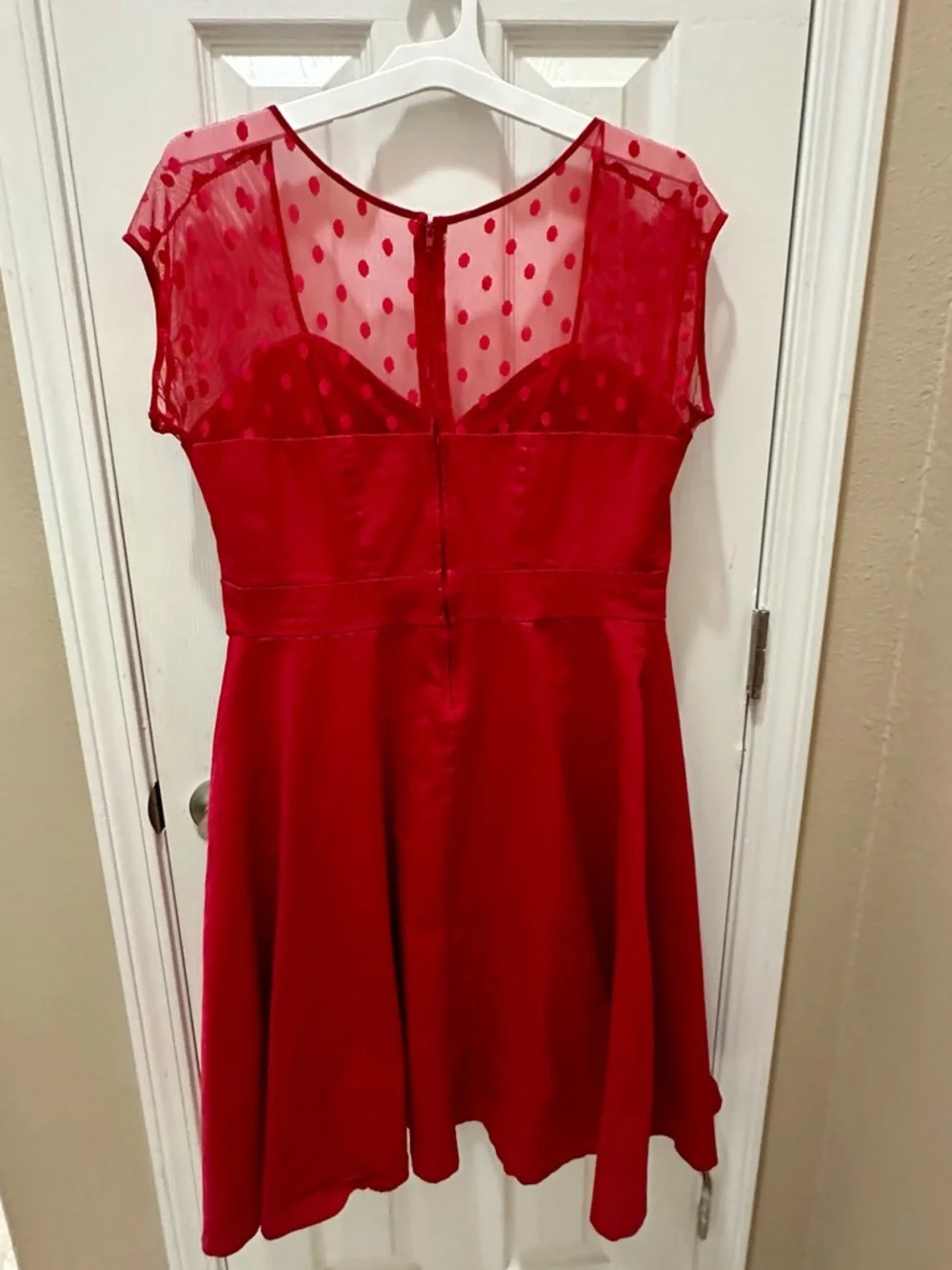 Torrid Red polka dot lace sweetheart swing dress size 16 - Picture 3 of 12